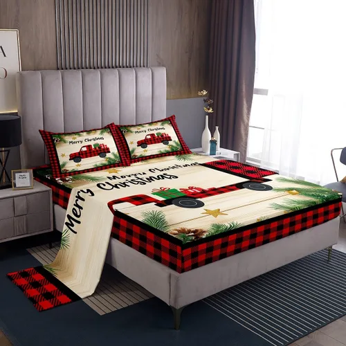 Vista 29 de Erosebridal Juego de sábanas bajeras de Navidad tamaño Queen, diseño de copos de nieve, color negro, gris, degradado, para niños y niñas, juego