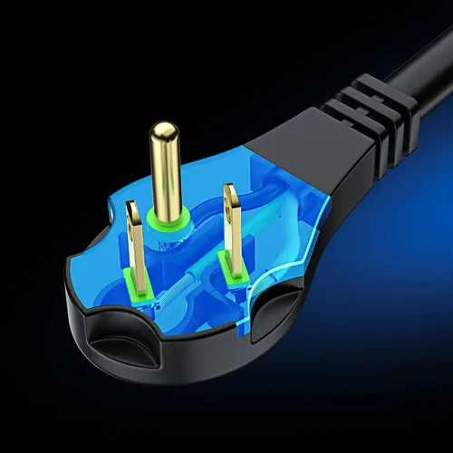 Vista 3 de Maximm Cable de extensión de enchufe plano, 1 pie, negro, perfil bajo 16AWG
