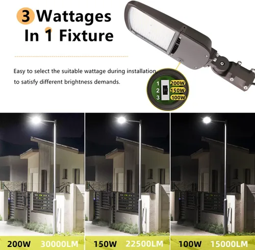 Vista 3 de Luz de estacionamiento LED al aire libre de 200 W con accesorio deslizante, 5000K luz diurna 28000LM 750W HPS/HID equivalente, UL comercial LED