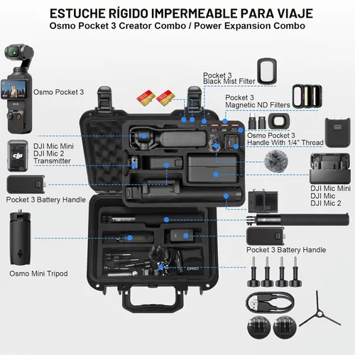 Vista 2 de Lekufee Funda Rígida Resistente al Agua para DJI Osmo Pocket 3, Mic 3/2/Mini, Combo de Creador, Combo de Expansión de Potencia, Cámara de Vlogging