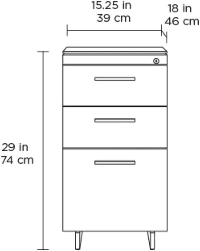 Vista 2 de BDI Furniture Sequel 20 6114 - Archivador de 3 cajones con cerradura para el hogar u oficina, con cajón de tamaño carta o legal y 2 cajones