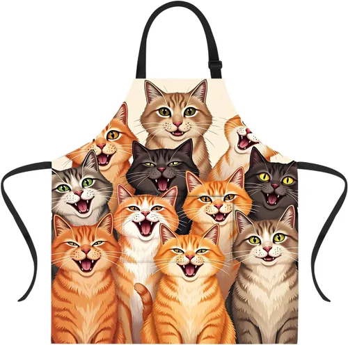 Vista 11 de ANNA QUEEN Delantal de Feliz Navidad para mujeres y hombres con bolsillos, delantal de muñeco de nieve, delantal de cocina ajustable para cocinero