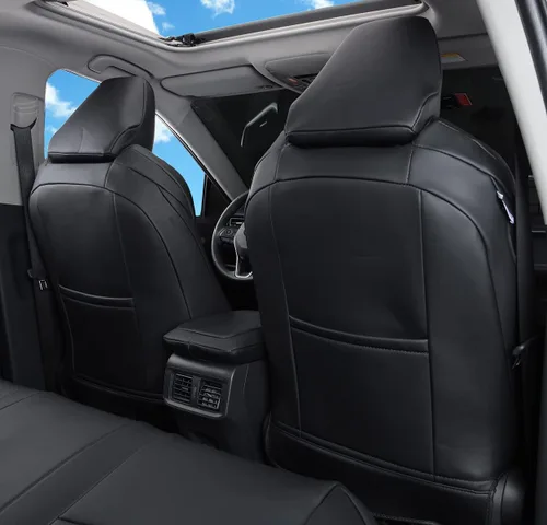 Vista 35 de Fundas de asiento RAV4 de ajuste personalizado, piel sintética impermeable para Toyota RAV4 2013-2018 (beige)