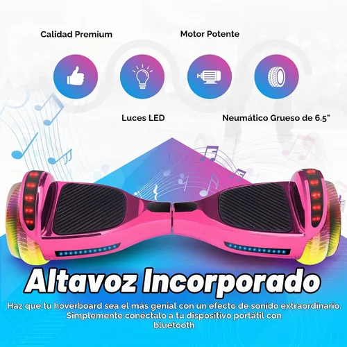 Vista 3 de Hoverboard de 16.5 cm para niños de 6 a 12 años, Hoverboard Bluetooth con ruedas estilo luz de túnel y almohadillas antideslizantes, certificado