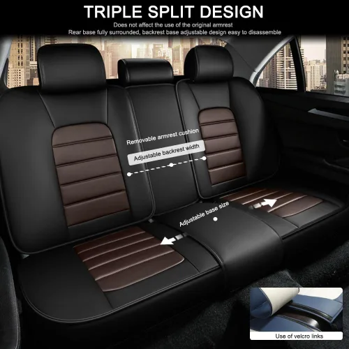 Vista 3 de 5 fundas de asiento para Mazda2 2011-2023, fundas de asiento de automóvil de cuero, impermeables, suaves, cómodas fundas de asiento de automóvil