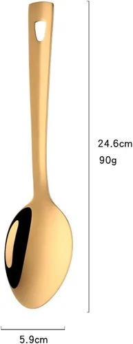 Vista 5 de BuyGo - Cuchara de servir de acero inoxidable para bufé y banquete, 9.69 pulgadas, apta para lavavajillas