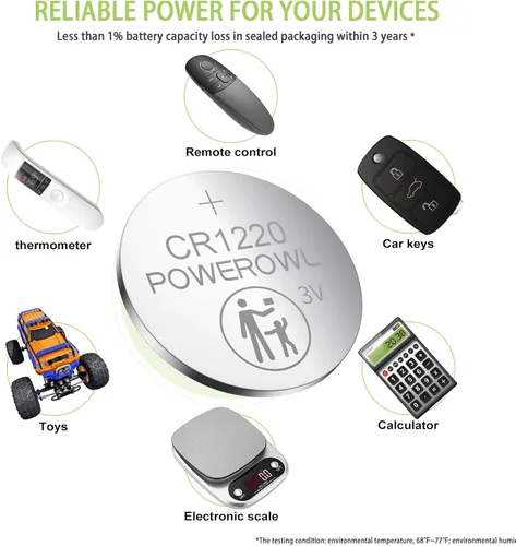 Vista 6 de PowerOWL CR1220 - Batería de litio de 3 V (15 unidades)
