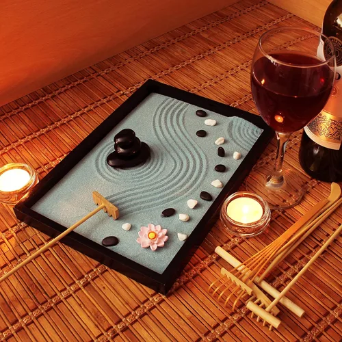 Vista 7 de Oasis of Calm - Kit de jardín zen de 11 x 8 pulgadas, hermoso juego de regalos de meditación de decoración japonesa de primera calidad, accesorios