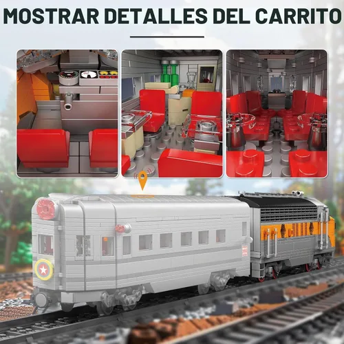 Vista 5 de Mould King 12018 Juego de Bloques de Construcción de Tren, Kits de Locomotora de Combustión Interna EMD F7 con Control Remoto/App, Modelo a Escala