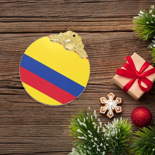 Vista 5 de Bandera de Colombia imprimir cristal redondo adorno de Navidad, colgante de cristal, decoración del árbol de Navidad o regalo