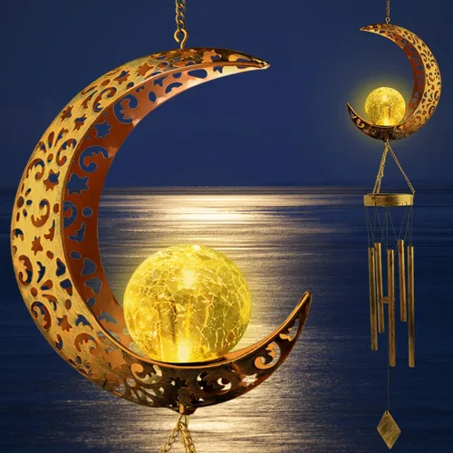 Vista 15 de Solar Wind Chimes Sun Decor Gift for Women Cracked Glass Light Wind Chime