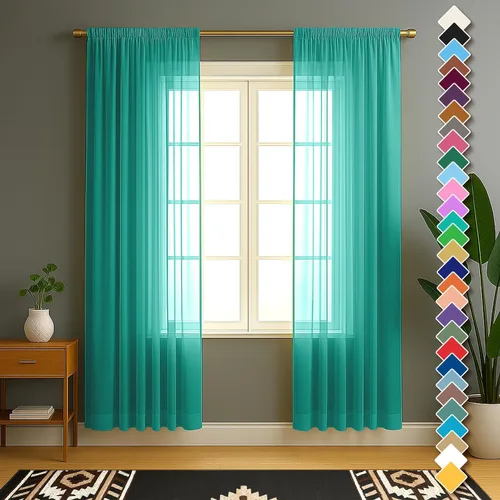 Vista 51 de YHSF Cortinas traslúcidas – Juego de 2 paneles para decoración del hogar – Elegantes cortinas de gasa sólida con bolsillo para barra