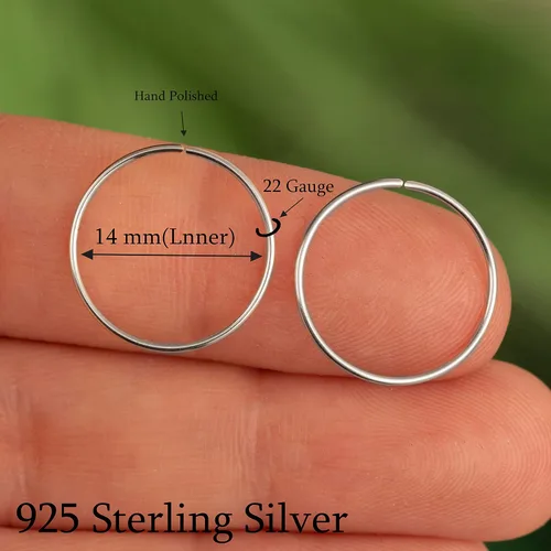 Vista 80 de Aretes de aro de oro de plata – Aretes de aro para mujer, dos piezas de aros de plata fina rellenos de oro, aro de hélice, anillo de tragus, aro