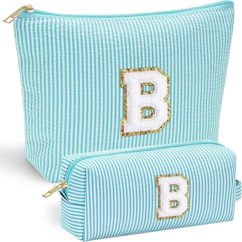 Vista 56 de YOOLIFE Regalos del Día de la Madre para Mujeres, Bolsa de Maquillaje con Iniciales, Bolsa de Maquillaje para Viaje, Bolsa de Maquillaje Negro