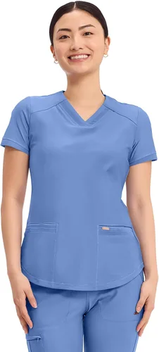 Vista 17 de Cherokee Form Blusas de Uniforme Médico para Mujeres, Blusa de Uniforme Médico de Punto Elástica con Cuello en V - CK840 Negro