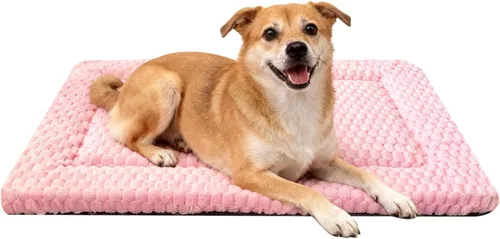 Vista 29 de Tapete de cama para perro, almohadilla reversible para jaula de perro con alfombrilla lavable y espuma suave, cama plana para mascotas para perros