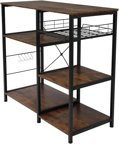 Vista 8 de Estante de cocina para hornear y microondas con estantes ajustables para electrodomésticos, estante de almacenamiento de electrodomésticos
