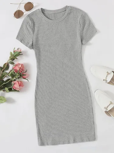 Vista 5 de Floerns Vestido ajustado de punto de manga corta con cuello en V para mujer