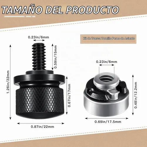 Vista 2 de Therwen - 8 tuercas de tornillo de asiento compatibles con Harley Davidson