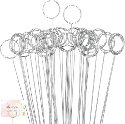 Vista 8 de Hotop 30 Piezas Soporte de Tarjetas Florales con Púas de Alambre de Metal para Tarjetas de Lugar, Soporte de 13.4 Pulgadas para Fotos y Notas, Clip