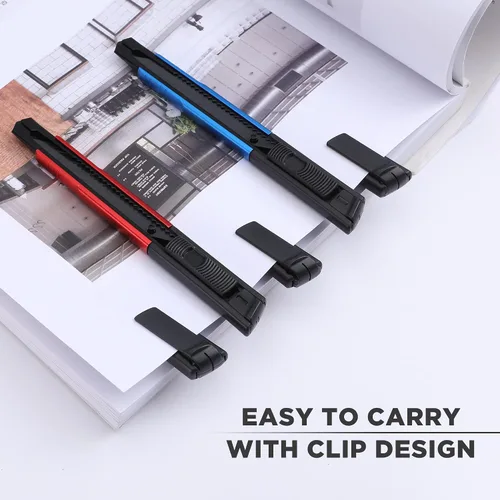 Vista 7 de WORKPRO Cuchillo de uso general premium con cuchilla retráctil y desmontable, juego de cortador de caja de aluminio resistente, cuchillos
