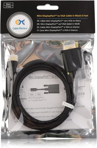 Vista 6 de Cable Matters Cable Mini DisplayPort a VGA (cable Mini DP a VGA) en negro de 6 pies - Compatible con Thunderbolt y Thunderbolt 2