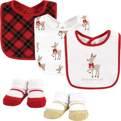 Vista 44 de Hudson Baby Conjunto de babero y calcetines unisex de algodón para bebé