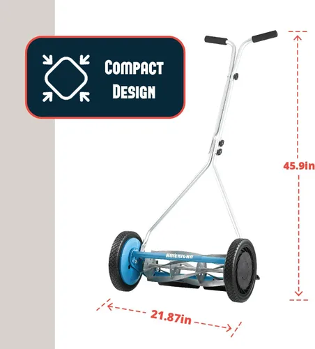 Vista 77 de American Lawn Mower Company 1204-14 Cortacésped de carrete de empuje de 4 hojas de 14 pulgadas, color rojo