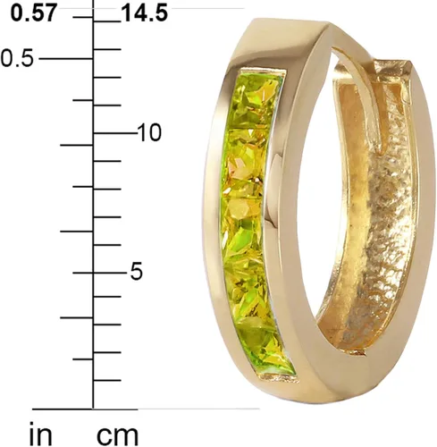 Vista 4 de Galaxy Gold GG Aretes de aro de oro macizo de 14 quilates con peridoto natural de corte princesa, Metal Gema, Peridoto