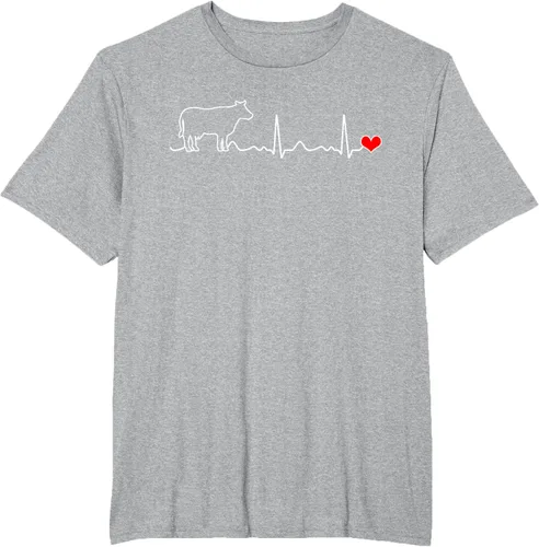 Vista 45 de Camiseta de paciente con corazón I Love My Cow Valve EKG Heartbeat Heart Pacient, Negro, S