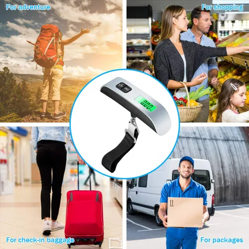 Vista 7 de VIGIND Báscula digital de equipaje, báscula electrónica portátil de equipaje de mano, báscula de maleta con sensor de temperatura y capacidad de 110