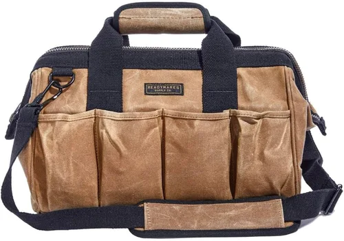 Vista 9 de Readywares Bolsa de herramientas, bolsa de lona encerada resistente para equipo, herramientas, suministros y equipamiento (30 cm, marrón)