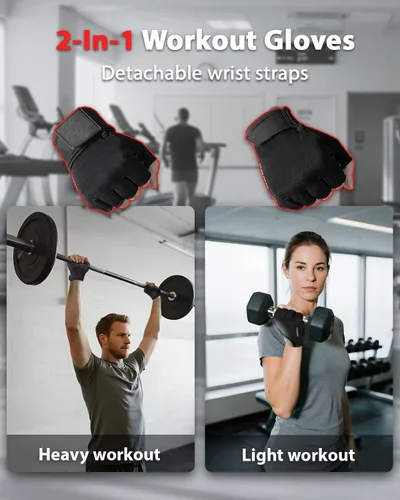 Vista 2 de RIGWARL Guantes de entrenamiento, guantes de fitness ligeros con protección completa de la palma y excelente agarre para hombres y mujeres, guantes