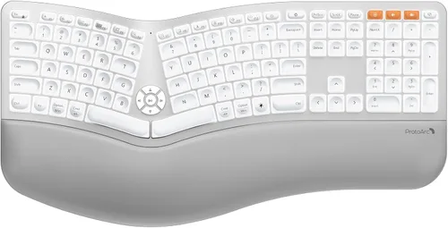 Vista 9 de ProtoArc Teclado ergonómico Bluetooth retroiluminado, EK01 Plus, teclado inalámbrico dividido de tamaño completo con Bluetooth dual y USB