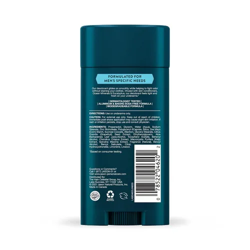 Vista 2 de Jason Desodorante hidratante en barra para hombre, 2.5 oz