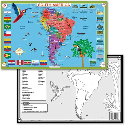 Vista 16 de Tot Talk Map of Africa Kids - Mantel individual educativo para niños, colección Part of Our World con actividades en la parte posterior, manteles