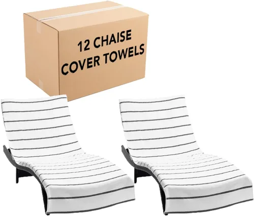 Vista 14 de Arkwright Las Rayas - Funda para tumbona, paquete de 2, toalla de rizo 100% algodón suave a rayas con soporte de bolsillo para playa, piscina, silla