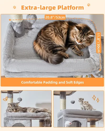 Vista 3 de Taoqimiao - Árbol para gatos, torre de gatos de 77 pulgadas para gatos grandes, condominios de varios niveles para gatos de interior con 2