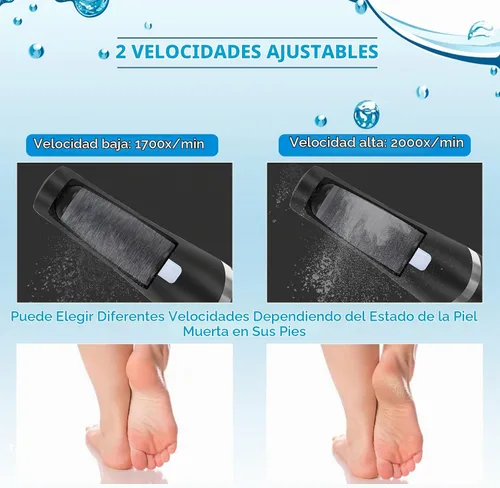Vista 3 de Removedor eléctrico profesional de callos de pies, kit de herramientas de pedicura electrónico recargable, resistente al agua con 4 cabezales