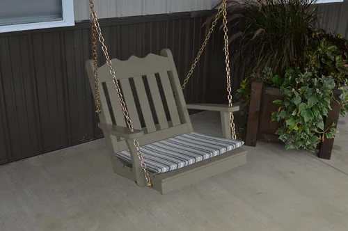 Vista 12 de Amish Made - Columpio de porche inglés real de madera negra de 29 pulgadas de ancho con cojín gris Negro