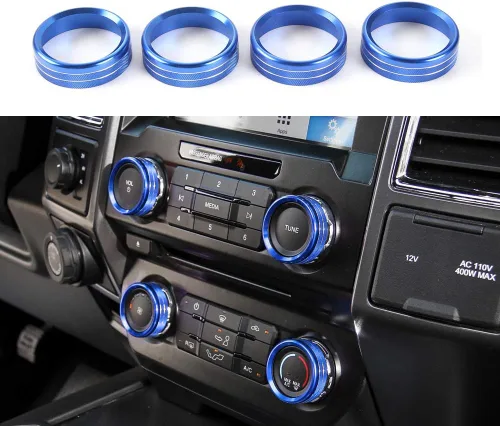 Vista 12 de Keptrim Para interruptores de aire acondicionado F150, perilla de CA VOL, botón de anillo para Ford F150 XLT 2015 2016 2017 2018 2019, aluminio Negro