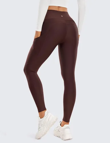 Vista 2 de CRZ YOGA - Leggings térmicos con forro de vellón de 28 pulgadas, pantalones de senderismo cálidos de cintura alta con bolsillos, mallas