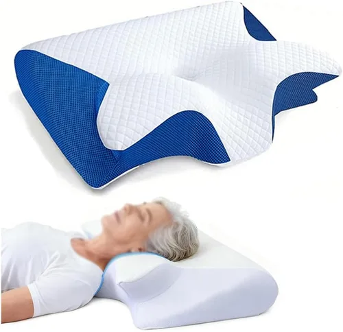 Vista 11 de Almohada ortopédica ergonómica para dolor de cuello y hombros, almohada cervical de espuma viscoelástica para dolor de cuello, color negro, 1 unidad