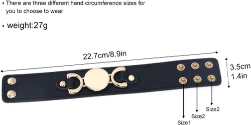 Vista 5 de Pulsera de cuero de metal geométrico regalo de joyería para mujer y niña