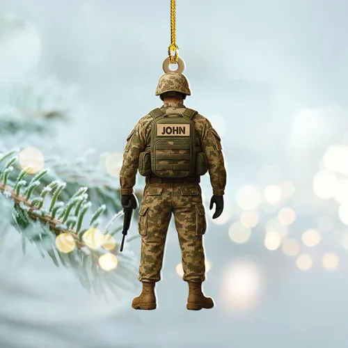 Vista 16 de Adornos de Navidad del ejército estadounidense, adorno de veterano para hombres y mujeres, adornos patrióticos para decoración de árbol de Navidad