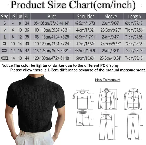 Vista 6 de Mens Thermal Turtleneck Fleece Lined Compression Shirt Mock Turtle Neck Short Sleeve Base Layer Pullovers Sweater Tops