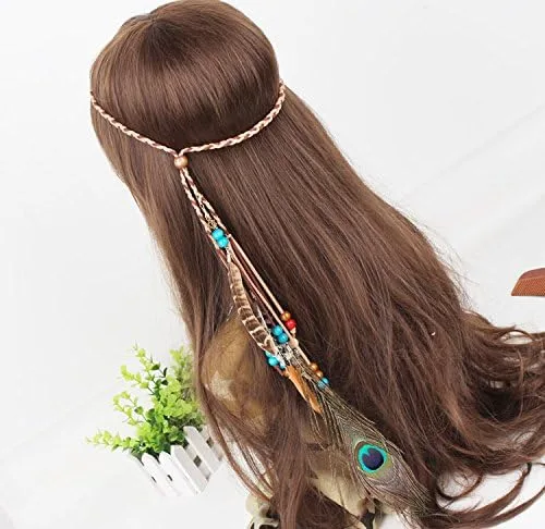 Vista 7 de Plumas Tocado Diadema boda Headwear Boho indio tribal Hippy disfraz