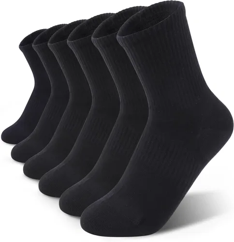 Vista 30 de Calcetines deportivos para correr con compresión de arco, calcetines acolchados de algodón para un ajuste seguro, blanco y negro