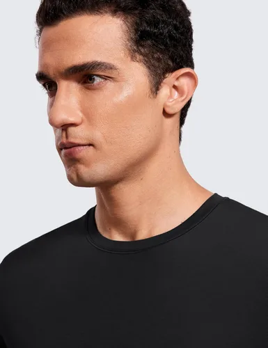 Vista 3 de CRZ YOGA Camiseta de manga corta de algodón y poliéster para hombre, ajuste clásico, informal, para entrenamiento, suave, de primera calidad
