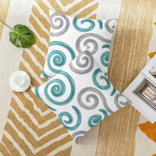 Vista 4 de CaliTime Juego de 2 fundas de almohada decorativas de vellón en dos tonos, con textura de concha de mar, geométricas abstractas, para sofá, cama